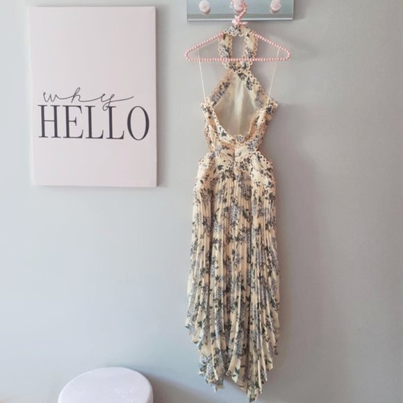 NWT Keepsake lemon yellow floral halter long dress - Picture 7 of 7